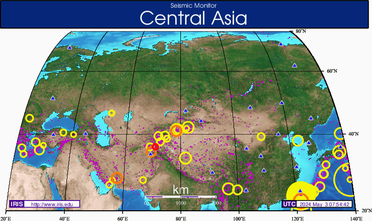 Mappa sismica dell'Asia