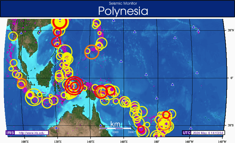 Mappa sismica della Polinesia