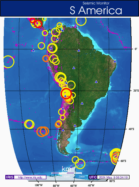 Mappa sismica dell'America Centrale
