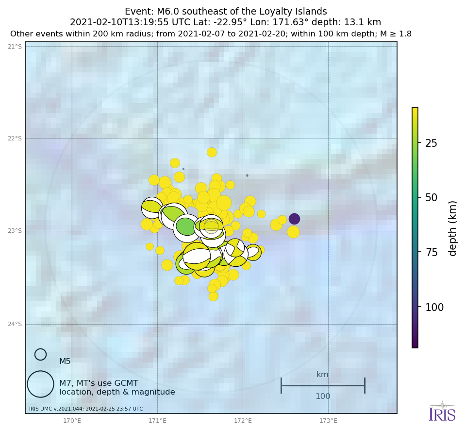 Location of events within 10 days of mainshock
