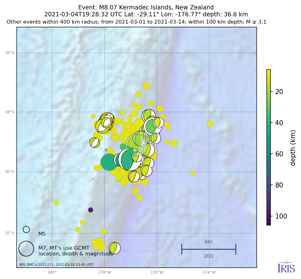 Location of events within 10 days of mainshock