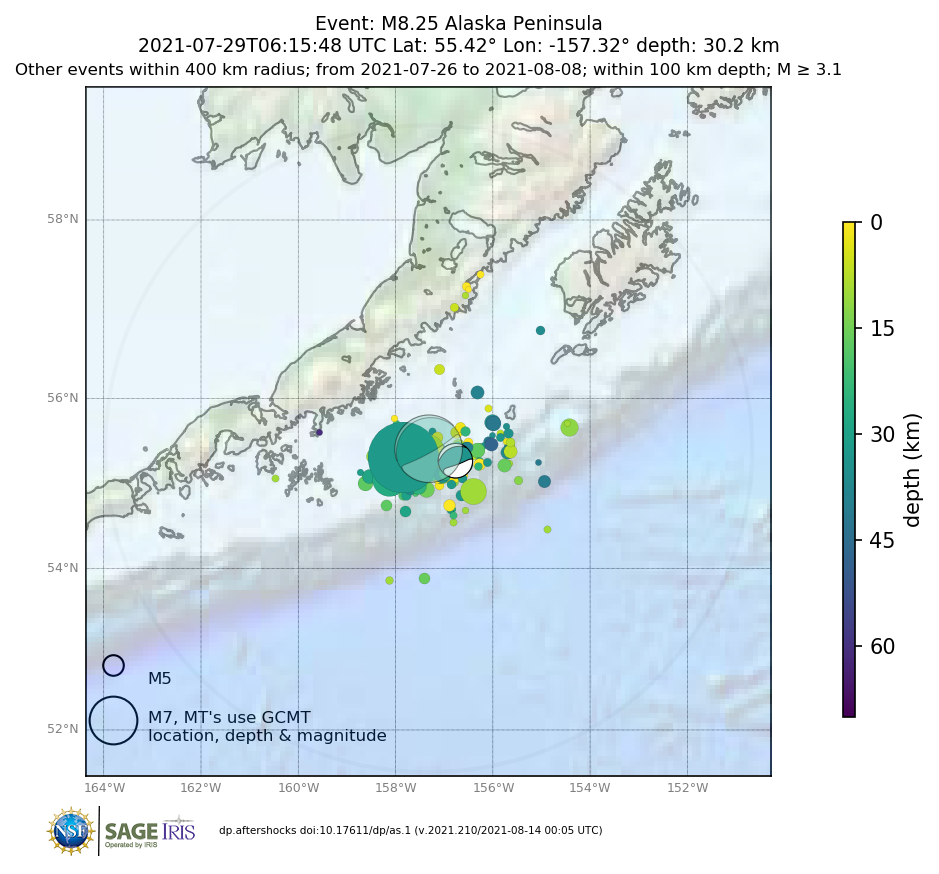 Location of events within 10 days of mainshock