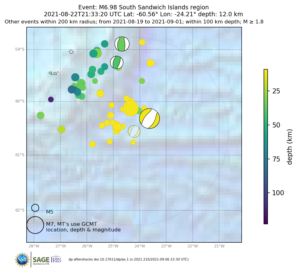 Location of events within 10 days of mainshock