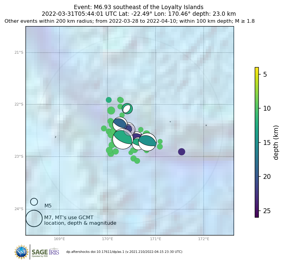 Location of events within 10 days of mainshock