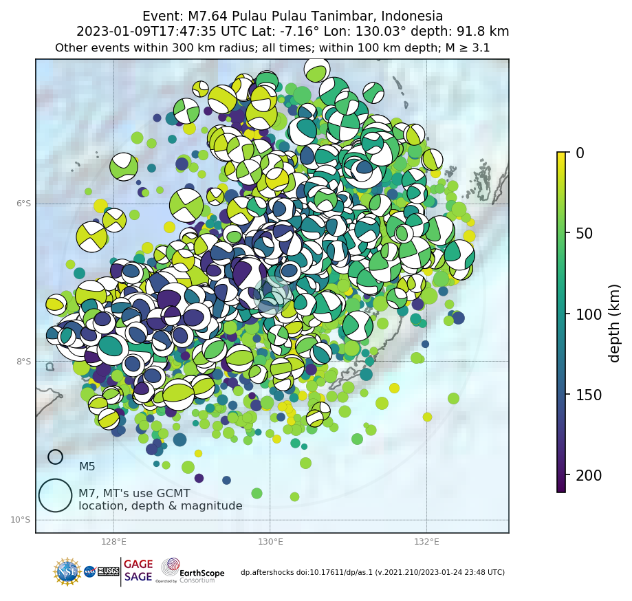 Background seismicity within 100 km depth