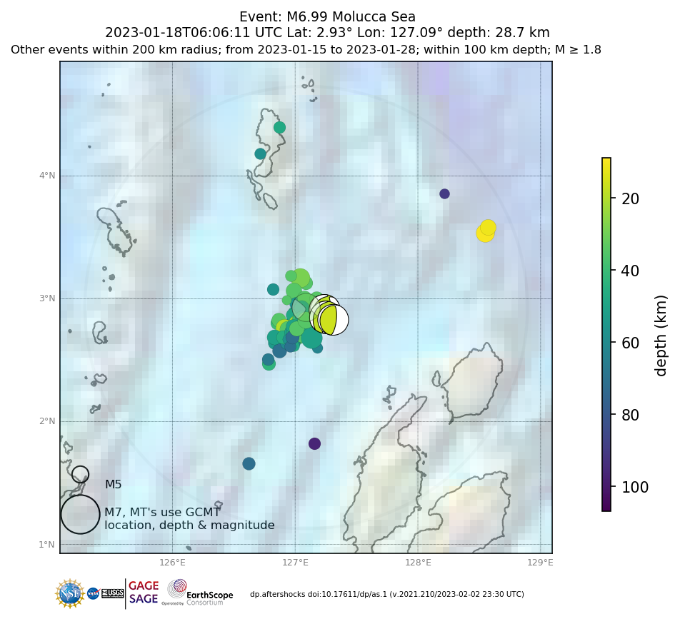 Location of events within 10 days of mainshock