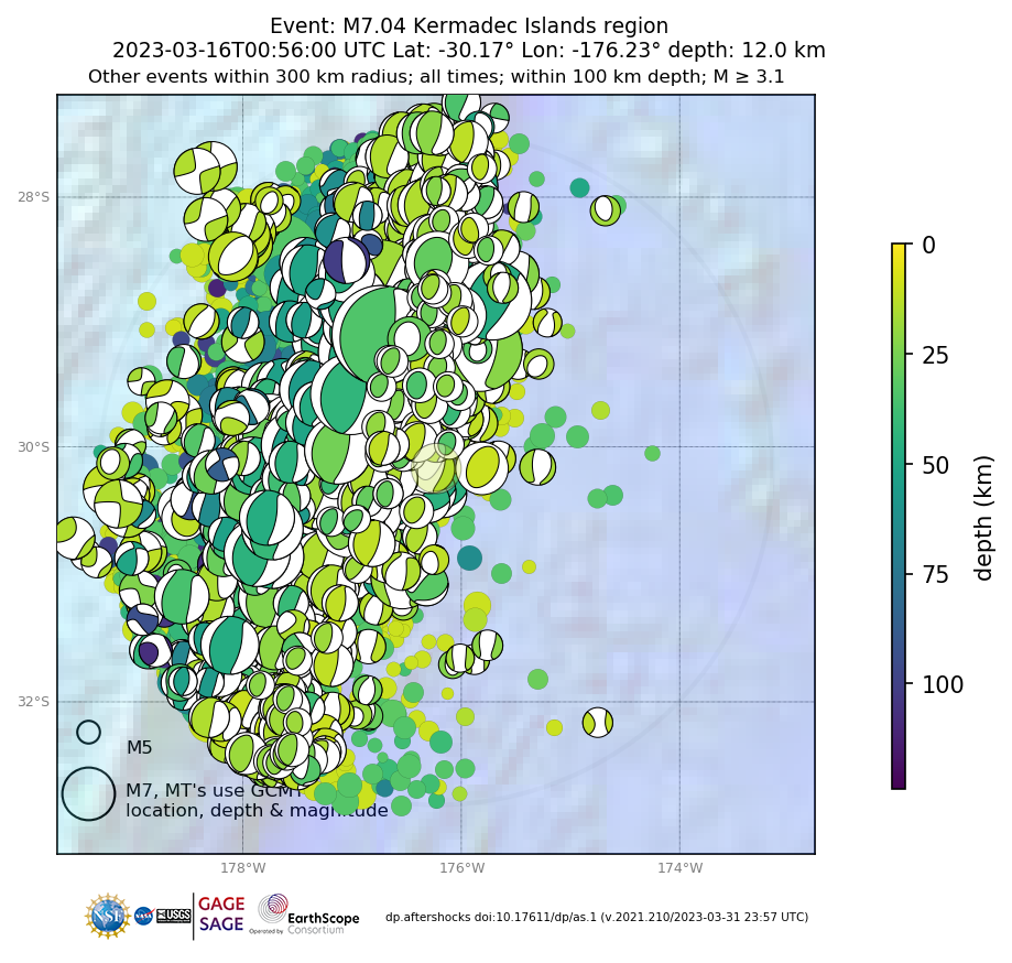Background seismicity within 100 km depth