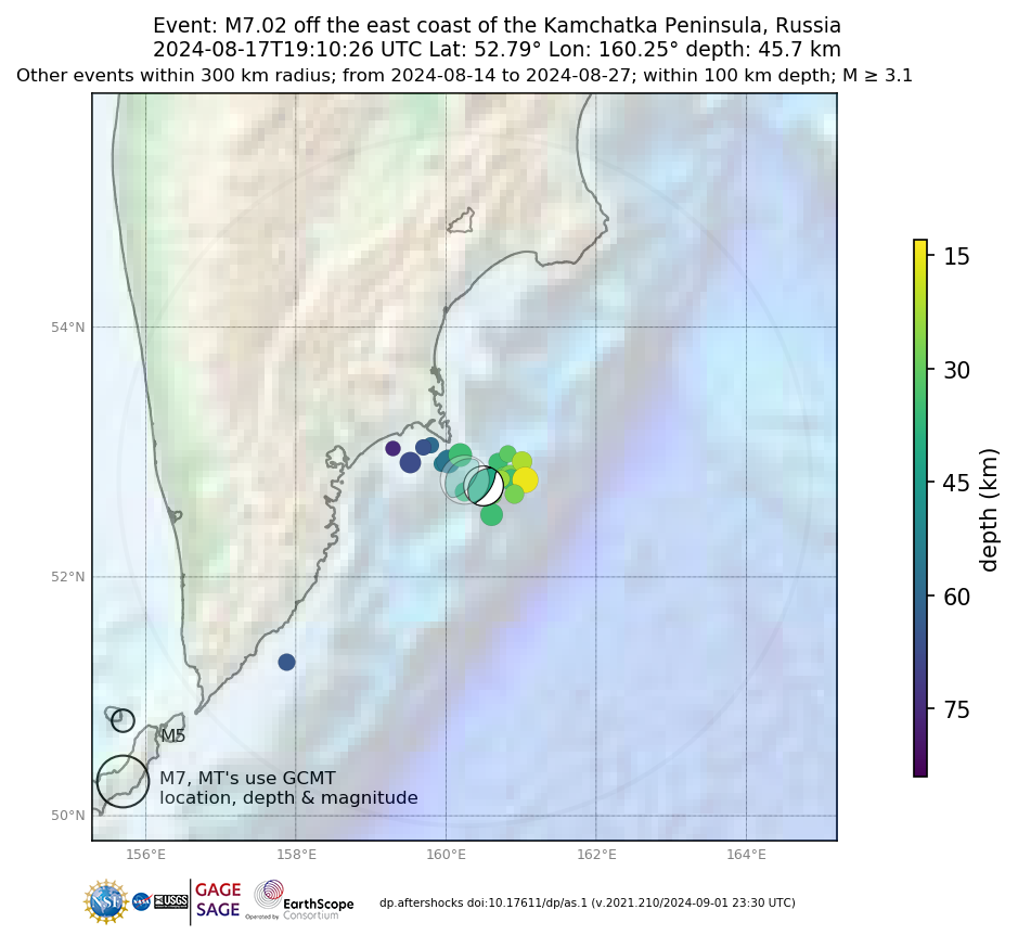 Location of events within 10 days of mainshock