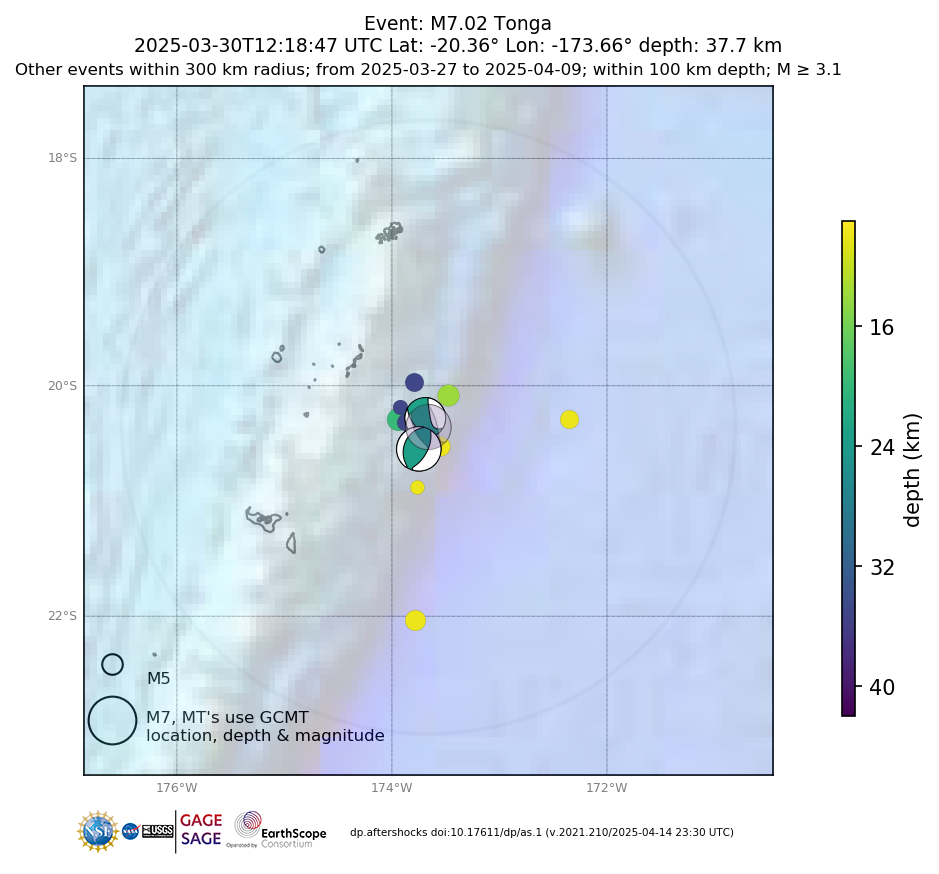 Location of events within 10 days of mainshock
