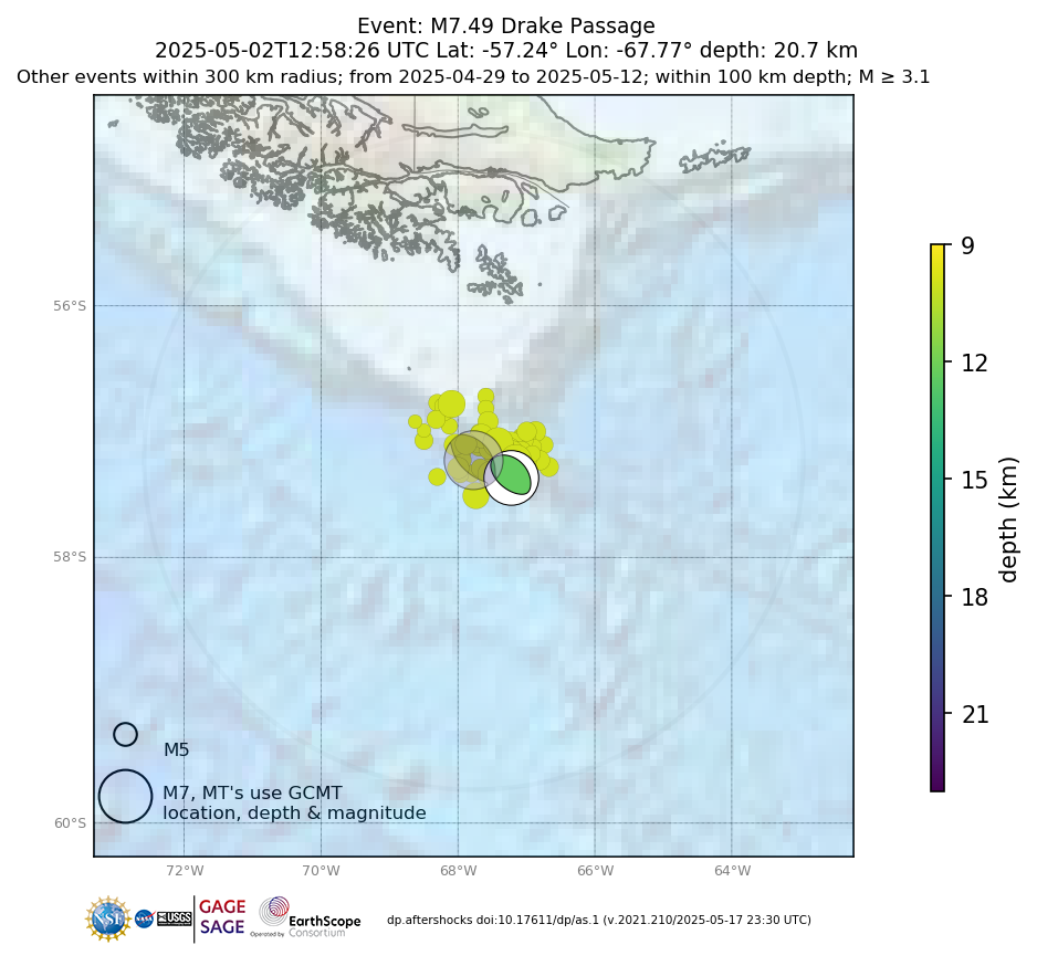 Location of events within 10 days of mainshock
