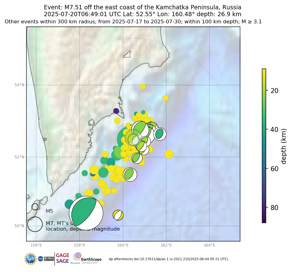 Location of events within 10 days of mainshock
