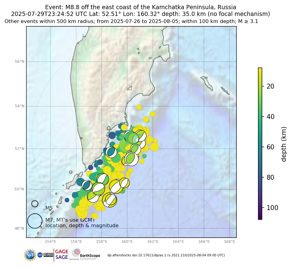 Location of events within 10 days of mainshock