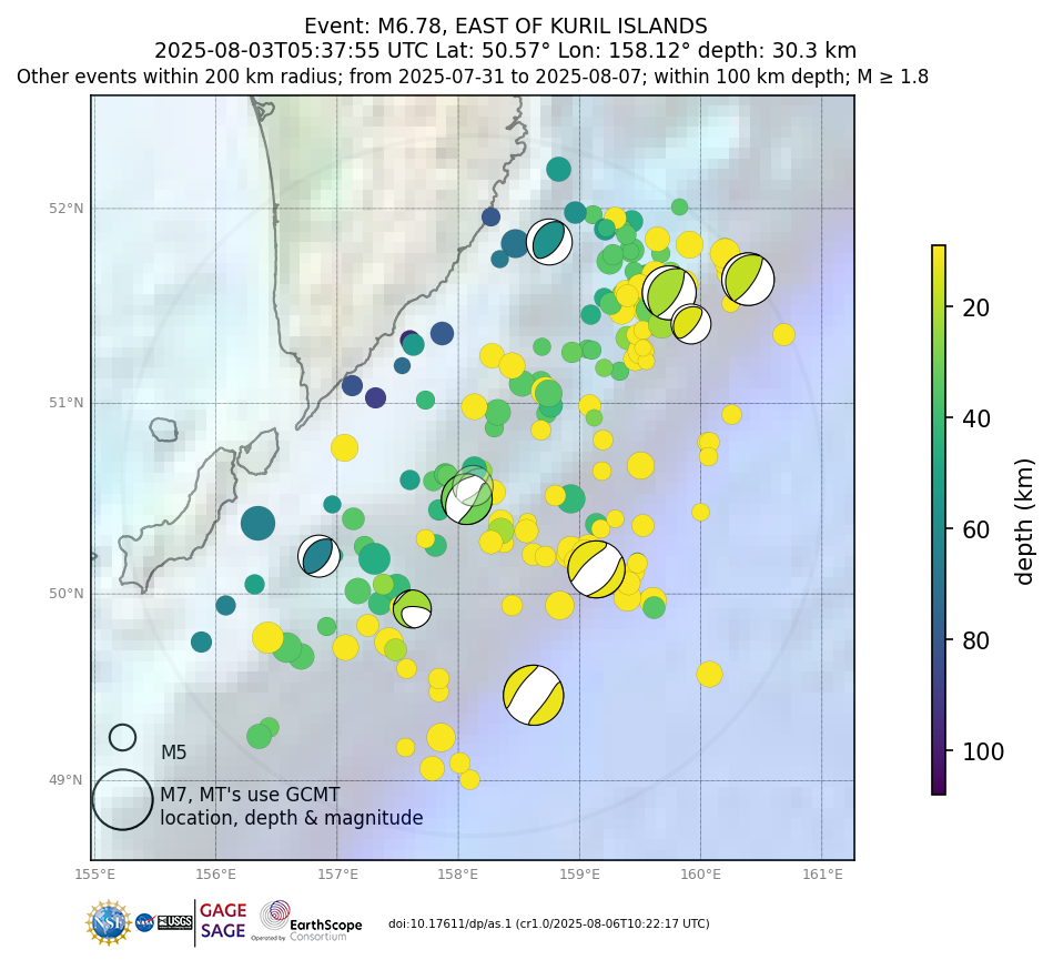 Location of events within 10 days of mainshock