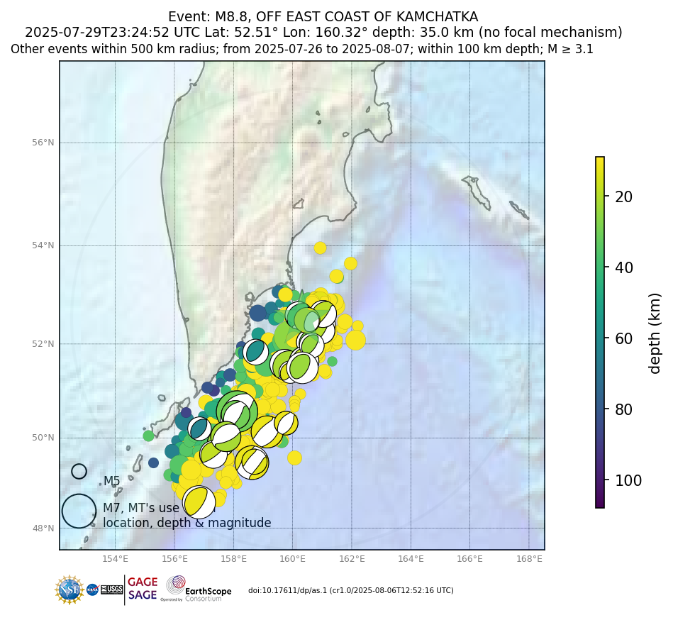 Location of events within 10 days of mainshock