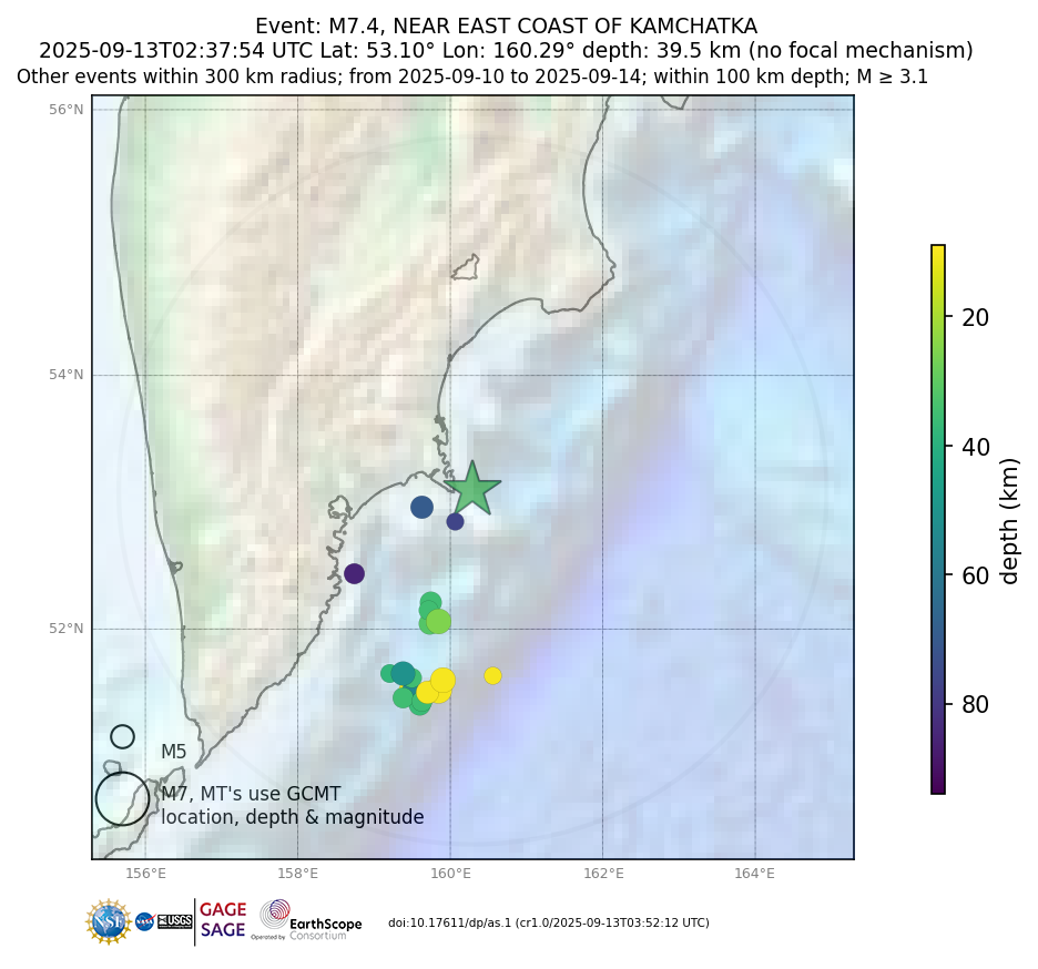 Location of events within 10 days of mainshock