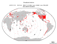 Map with all BHZ stations held by IRIS