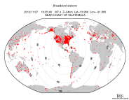 Map with all BHZ stations held by IRIS