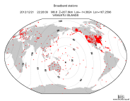 Map with all BHZ stations held by IRIS