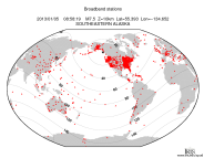 Map with all BHZ stations held by IRIS
