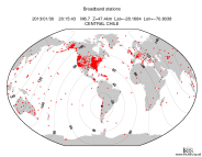Map with all BHZ stations held by IRIS