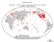 Map with all BHZ stations held by IRIS