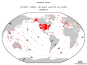 Map with all BHZ stations held by IRIS