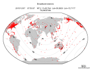 Map with all BHZ stations held by IRIS