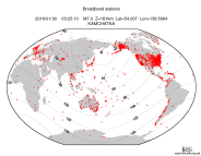 Map with all BHZ stations held by IRIS