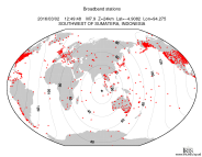Map with all BHZ stations held by IRIS
