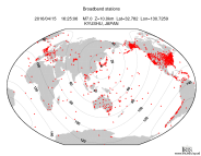 Map with all BHZ stations held by IRIS