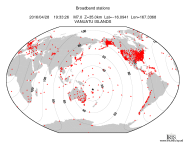 Map with all BHZ stations held by IRIS