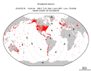 Map with all BHZ stations held by IRIS