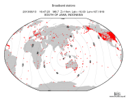 Map with all BHZ stations held by IRIS
