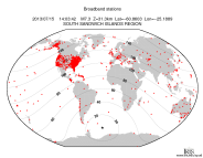 Map with all BHZ stations held by IRIS