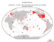 Map with all BHZ stations held by IRIS
