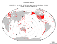 Map with all BHZ stations held by IRIS