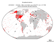 Map with all BHZ stations held by IRIS
