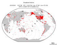 Map with all BHZ stations held by IRIS