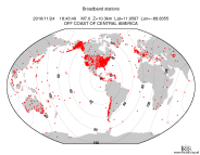 Map with all BHZ stations held by IRIS