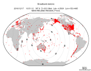 Map with all BHZ stations held by IRIS
