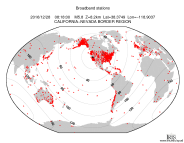 Map with all BHZ stations held by IRIS
