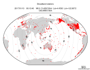 Map with all BHZ stations held by IRIS