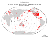 Map with all BHZ stations held by IRIS