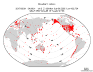 Map with all BHZ stations held by IRIS