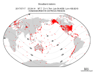 Map with all BHZ stations held by IRIS
