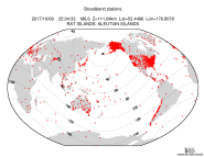 Map with all BHZ stations held by IRIS