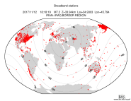 Map with all BHZ stations held by IRIS
