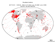 Map with all BHZ stations held by IRIS