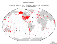 Map with all BHZ stations held by IRIS