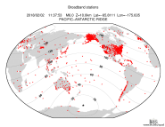 Map with all BHZ stations held by IRIS
